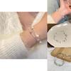 Silver Doublelayered Elegant Pearl Bracelet Chic Minimalist Titanium Steel Jewelry Women For