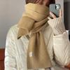 Autumn and Winter Thickened Scarf Women's High-end Korean Version Solid Color Lengthened Knitted Scarf To Keep Warm Girlfriends Windproof Shawl