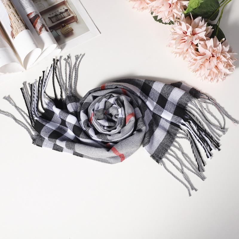 Stylish British Plaid Cashmere-Feel Scarf for Men & Children - Autumn/Winter Warm Shawl & Snood
