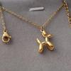 Cute Style Stainless Steel Balloon Dog Golden Pendant Necklace Sweet Funny Clavicle Chain Unique Girl Birthday Gift