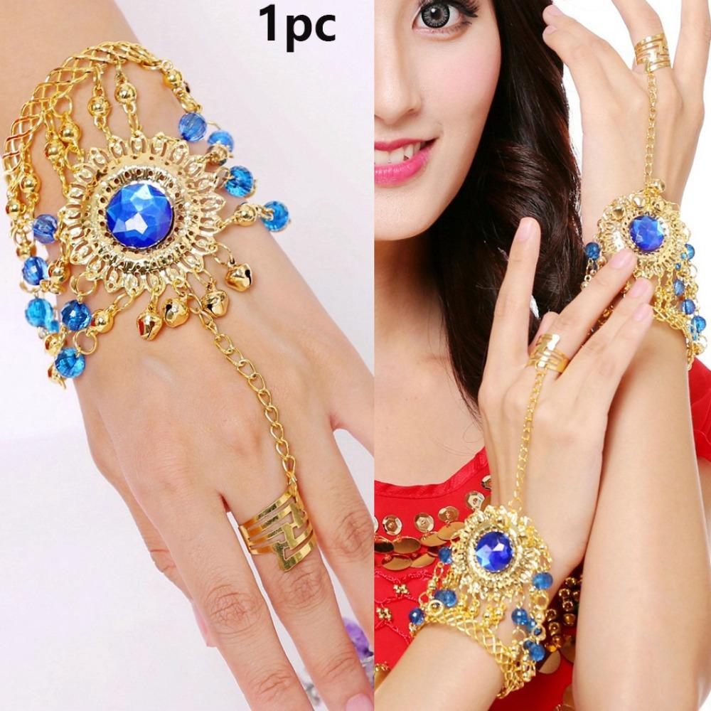 1pc/1pair Fashion Out Tribal Ring Bracelet Belly Dance Costumes Diamond Bracelet  For Girl Bead Show