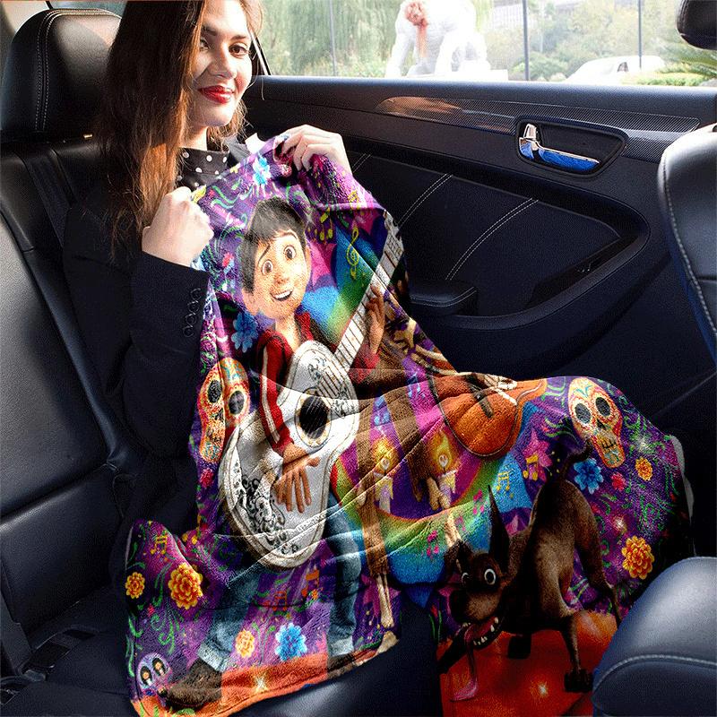1pc Coco Printing Blanket - Soft, All-Season Throw for Living Room, Bedroom,Personalized Gift with Adorable Cartoon Design