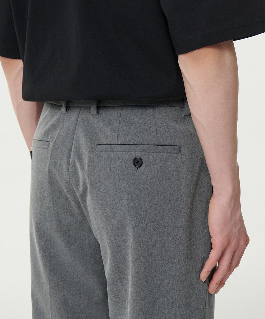 MUSINSA STANDARD Relaxed Tapered Hidden Banding Crop Slacks [Melange Gray]