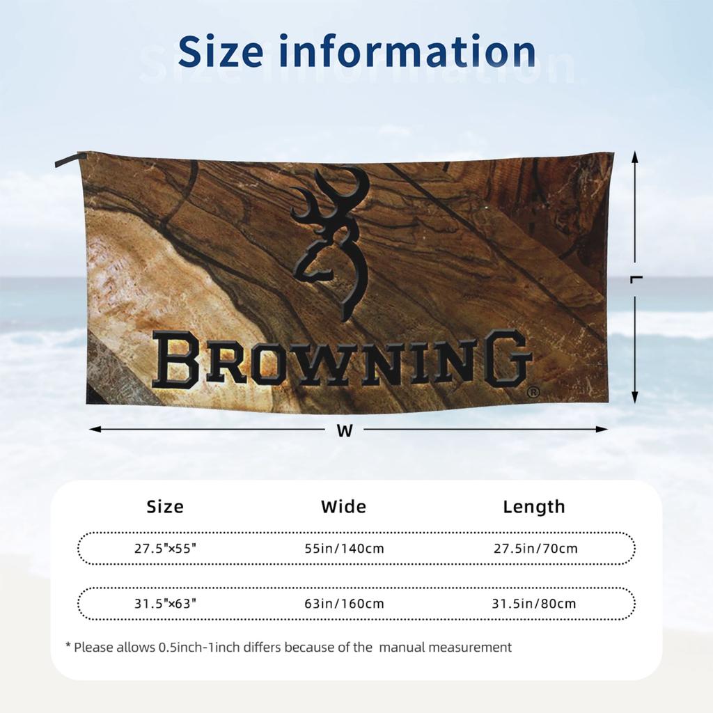 B-Browning Logo Beach Towel Soft Microfiber Quick Dry Absorbent Quick Towels For Bath