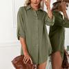 Fashion Women's Casual Loose Fit Single Breasted Shirt Dress