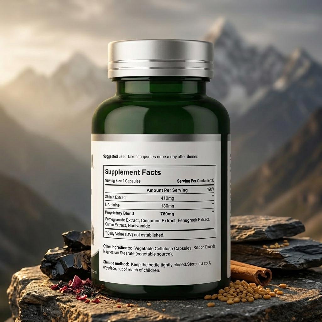 Shilajit Ultra Optimale Potenz Kapseln – Premium Himalaya Harz Extrakt Komplex (60 zählen)