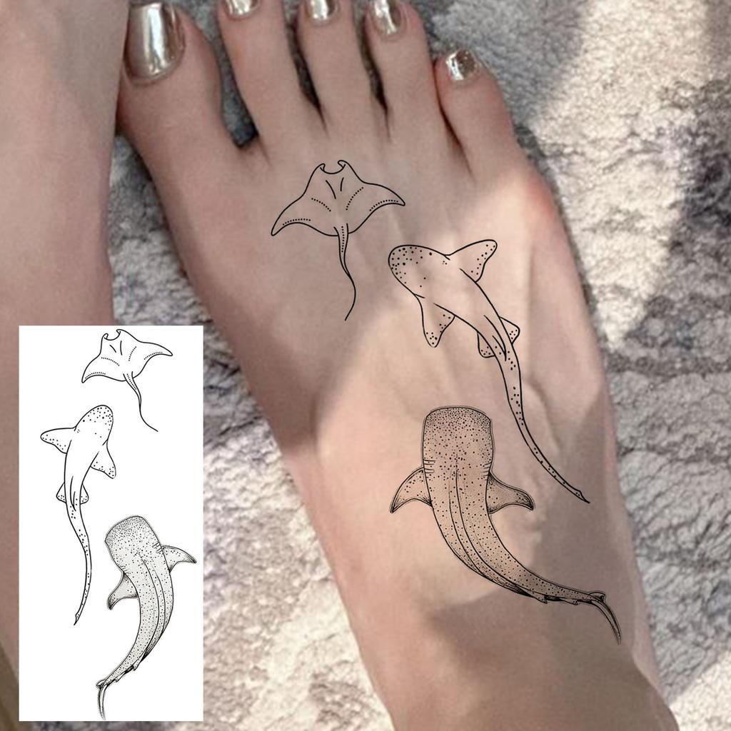 1 Sheet Ocean Jellyfish Geometric Temporary Tattoos For Women Men Hands Foot, Fake Tattoo Stickers Waterproof Realistic Tattoos
