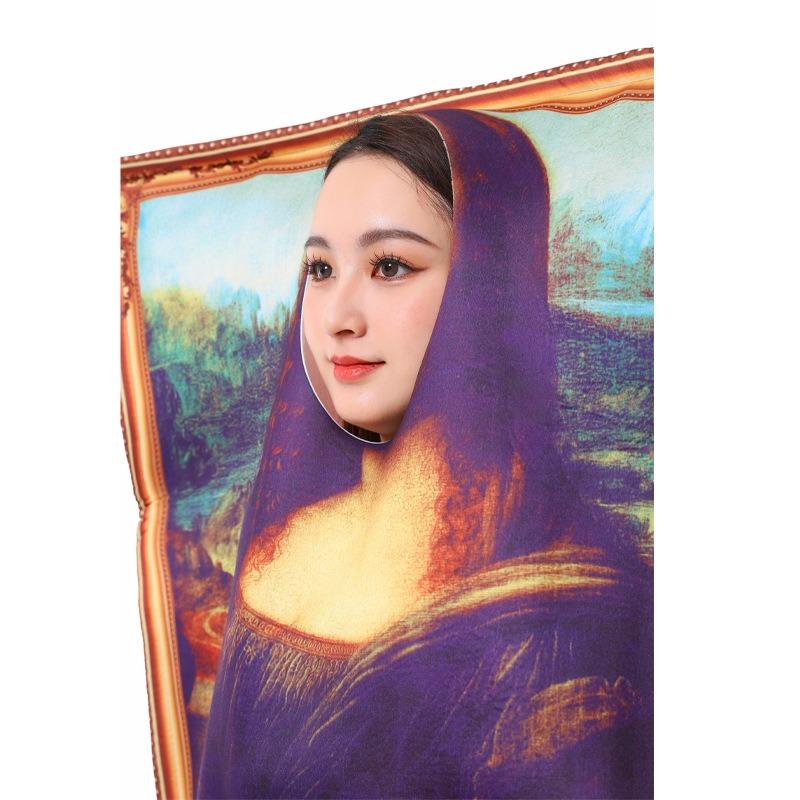 Halloween Costumes Funny Spoof Mona Lisa Cartoon Mural Costumes Campus Events Party Costumes