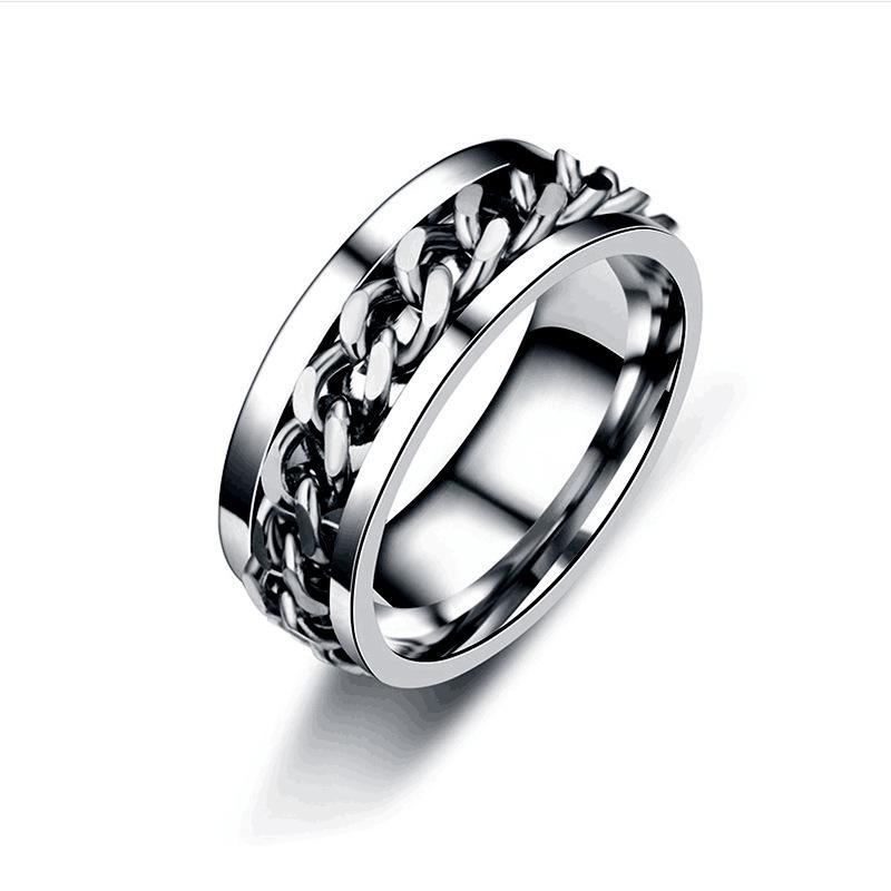 Trendy Titanium Steel Rotatable Chain Ring for Men - Hip Hop Couple Style Jewelry