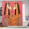 Colorful Horse Shower Curtain Set Bath Decor With Long Horns Design For Kids Bathroom Pink Background Decorative Hanging Tapes I