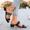 Fashion Ladies Shoes 2025 Fashion Open Toe Women's Slippers Summer New Outdoor Belt Buckle Plus Size Dress Best Seller Solid Heels Women