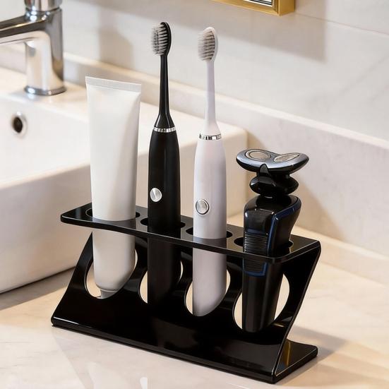 Countertop Toothbrush Holder Bathroom Toothbrush Stand with 4 Slots Z Shape Family