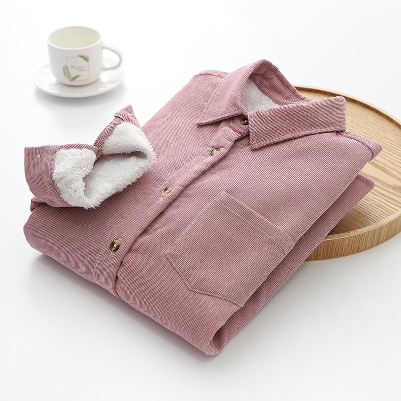 

Ретро 2024 Женская повседневная рубашка с длинным рукавом из бархата, отводящая влагу – Новая осенне-зимняя коллекция Extra Large розовый