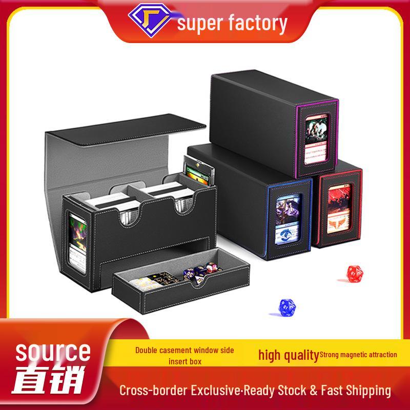 PU Magnetic Dual-Sided Card Display with Dice Drawer for Trading & Star Cards