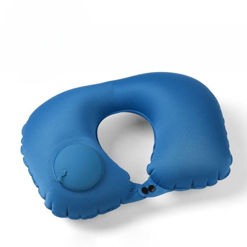 Press type inflatable U-pillow U-shaped airplane headrest Portable outdoor travel pillow Foldable neck pillow nap