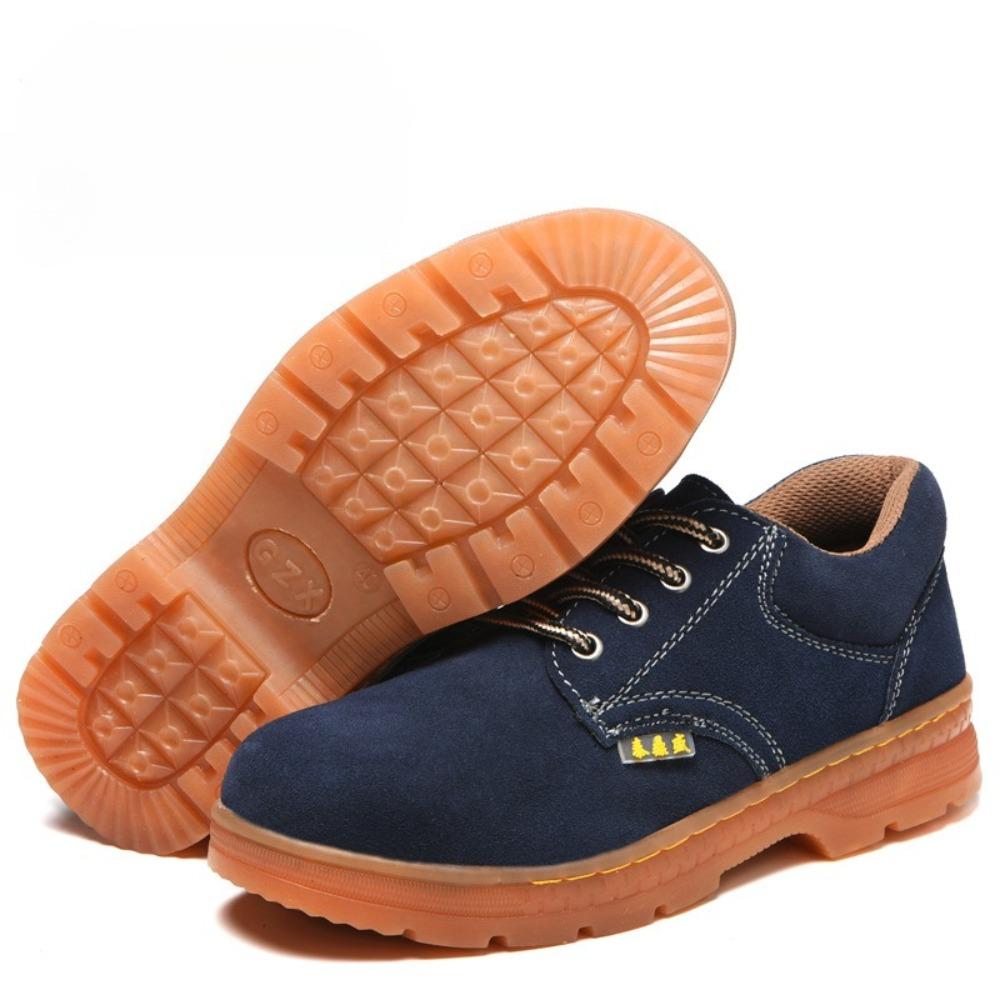 Men Safety Work Shoes Anti Puncture Slip Resistant Cow Leather Breathable Steel Toe Durable Rubber Sole 46
