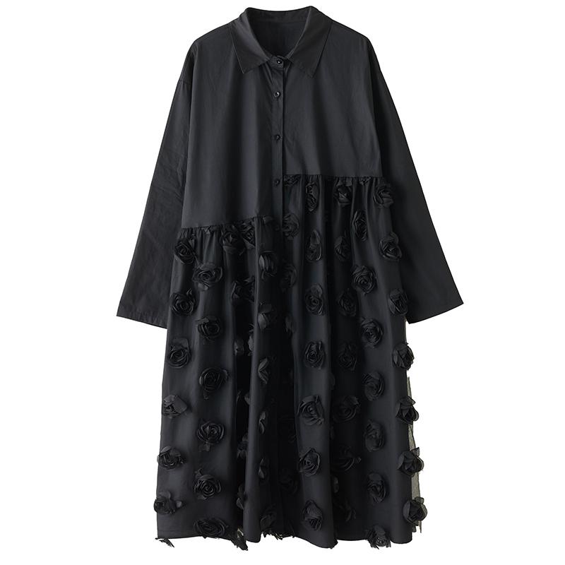 Long Sleeve Plus Size Cotton Vintage Floral New In Dresses for Women Casual Loose Spring Autumn Shirt Dress