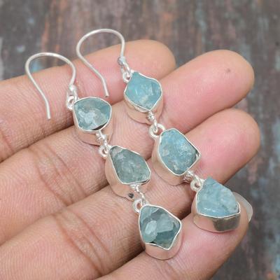 Brinco de joia de prata esterlina 925 artesanal com pedra preciosa áspera de apatita para ação de graças