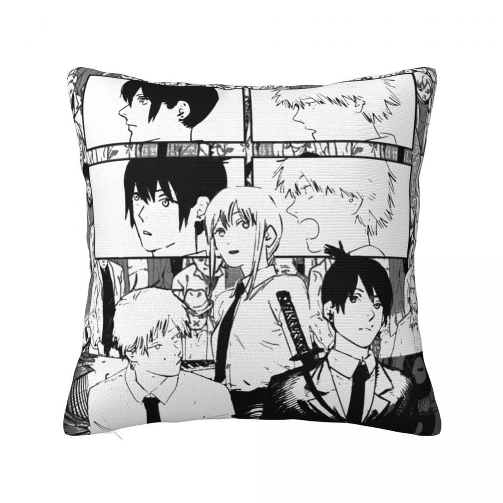 Anime Chainsaw Man Square Pillow Covers Bed Car Cushion Cover Creative Throw Pillow Case