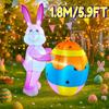 1,8M/5,9FT Uppblåsbar Modell Påskhelg Festival Kanin Stöd Påskägg DIY Dekoration Utomhus Trädgård Gård LED-ljus Dekor