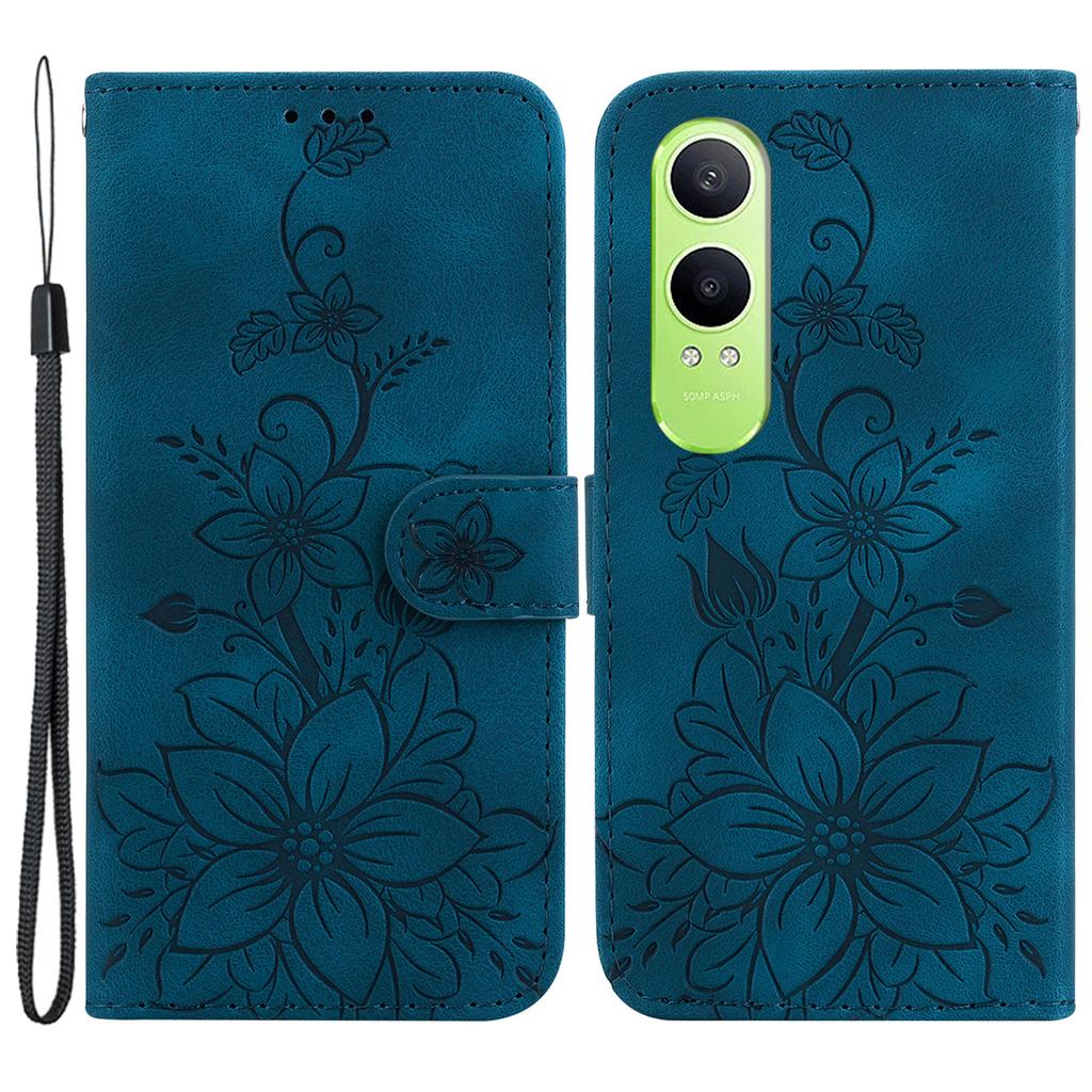 For OnePlus Nord CE4 Lite 5G/Oppo K12x 5G (China) Wallet Case PU Leather Phone Cover Flower Imprinted