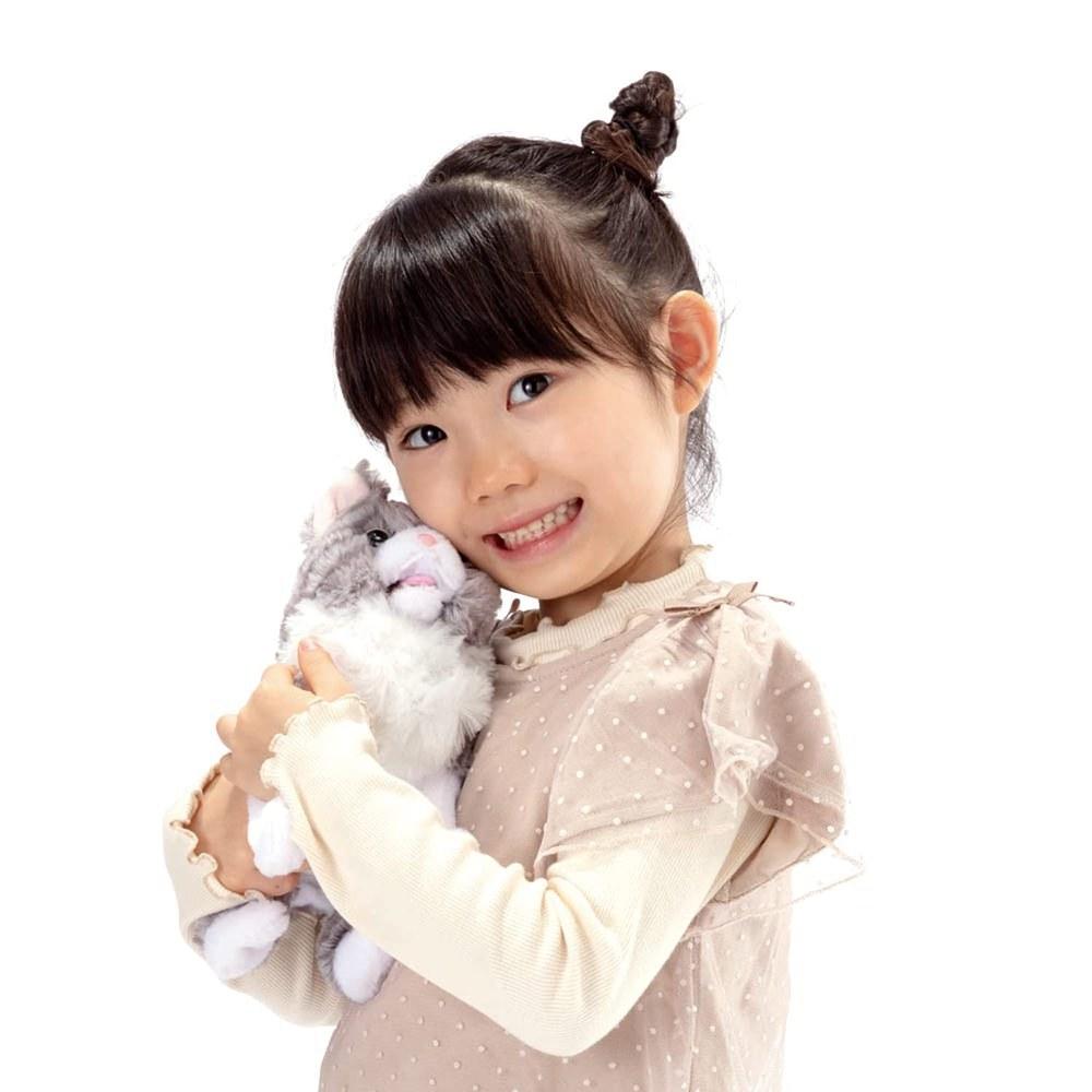 IWAYA Hugging Mii-Mii Kitten Taby Battery-Powered Plush Toy Electronic Pet Touch Sensor Included W90×H250×D190mm 3316-1
