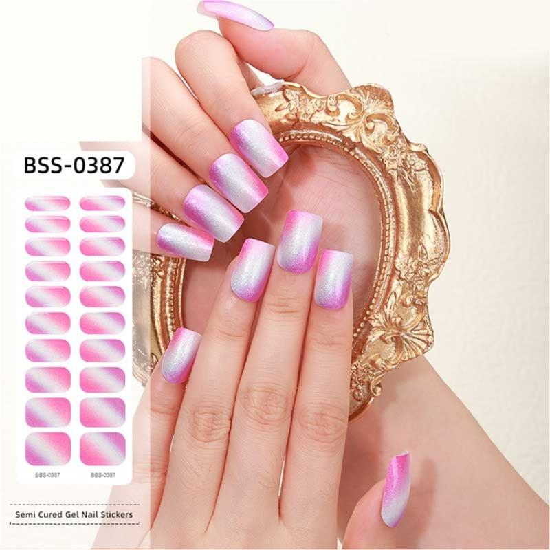 Semi Cured Gels Nails Stickers Nails Polish Strips Korean Style Gels Nails Strips Nails Art Decortions for Party