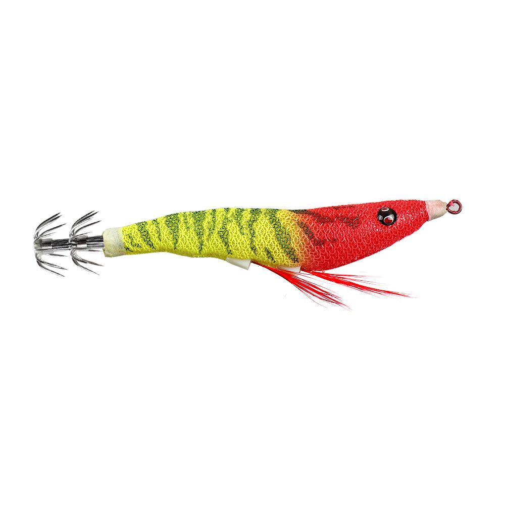 11cm 7gHighly Realistic Sea Fishing Lure3.0Luminous Wooden Shrimp Squid Lure Umbrella Hook with Sound Beads Fishing Bait Box