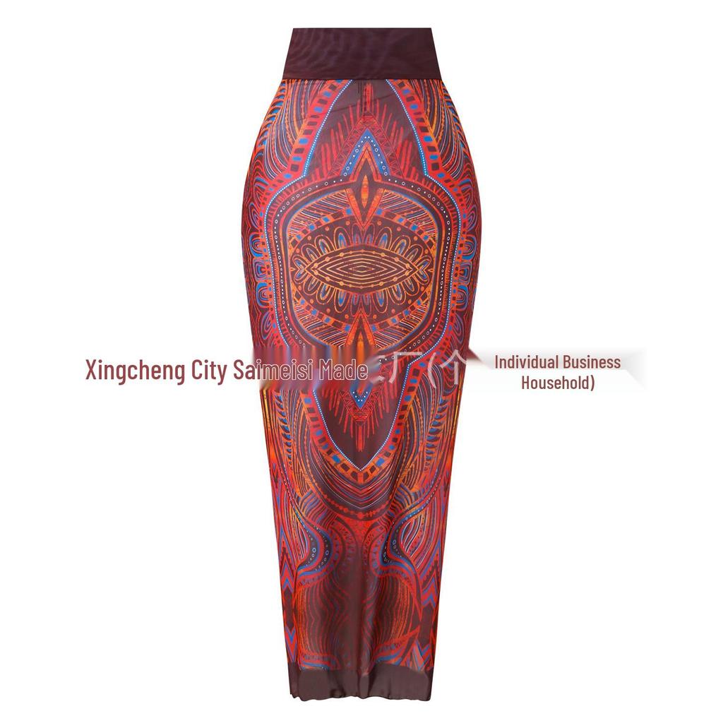 Women's Three-Piece Sun Protection Swimsuit Set with Mesh Pants