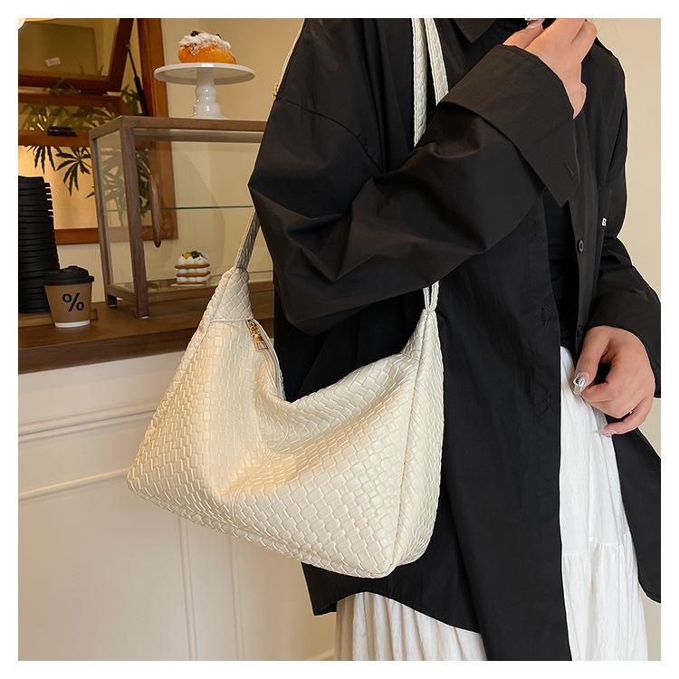 Korean Style Women's Woven Shoulder & Crossbody Bag with Adjustable Strap