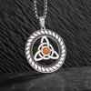 Statement Fashion Irish Celtic Knot Gemstone Pendant Stainless Steel Witchcraft Witch Knot Necklace for Men Women Amulets