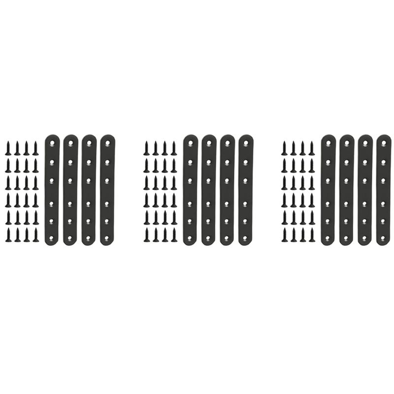 A84X-12 PCS Flat Straight Bracket Stainless Steel Mending Plate For Wood Metal Repair Joining Bracket For Furniture Wooden