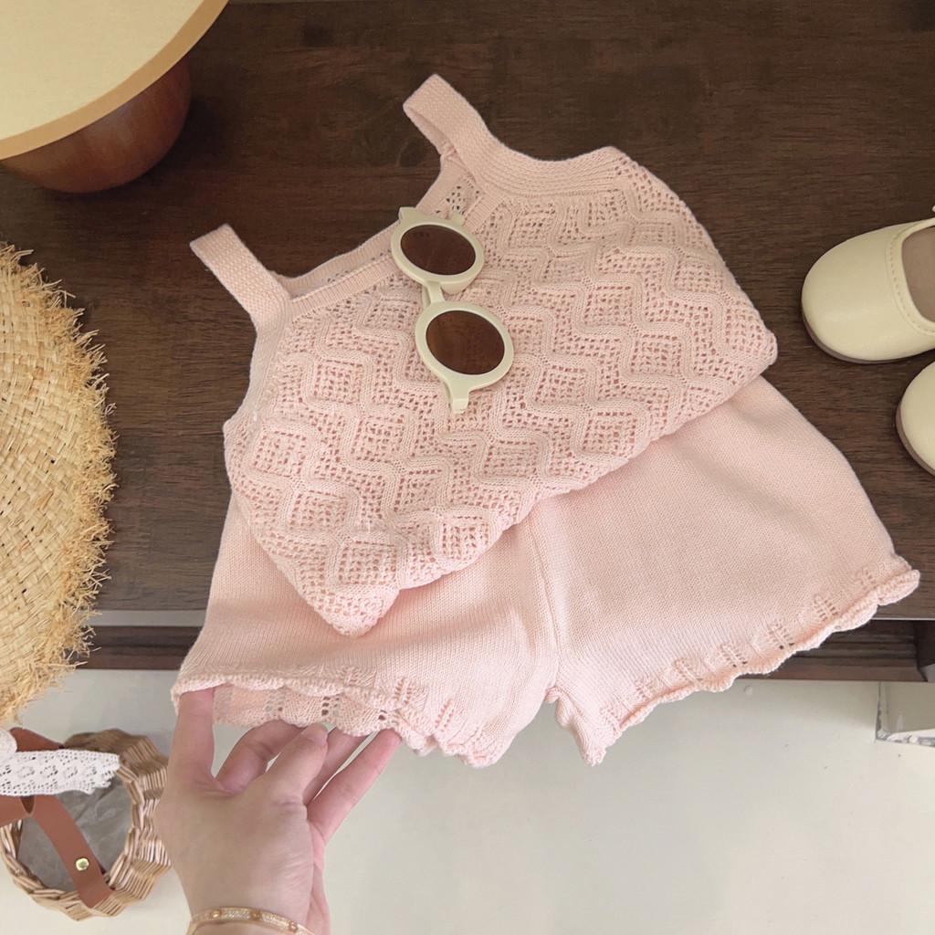 Trendiges Sommer Mädchen Zweiteiler Set mit weichem Baumwoll Tanktop ohne Ärmel und Shorts für Kinder von 3 bis 8 Jahren