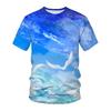 New Nature's Starry Sky Graphic T Shirts Men Fashion Novel Aurora Pattern Tees 3D Printed Casual O-neck Short Sleeve Tops