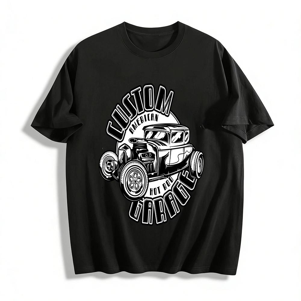 American Retro Hot Rod Custom Garage Vintage Car Print T-Shirt Pure cotton T-shirt XXS