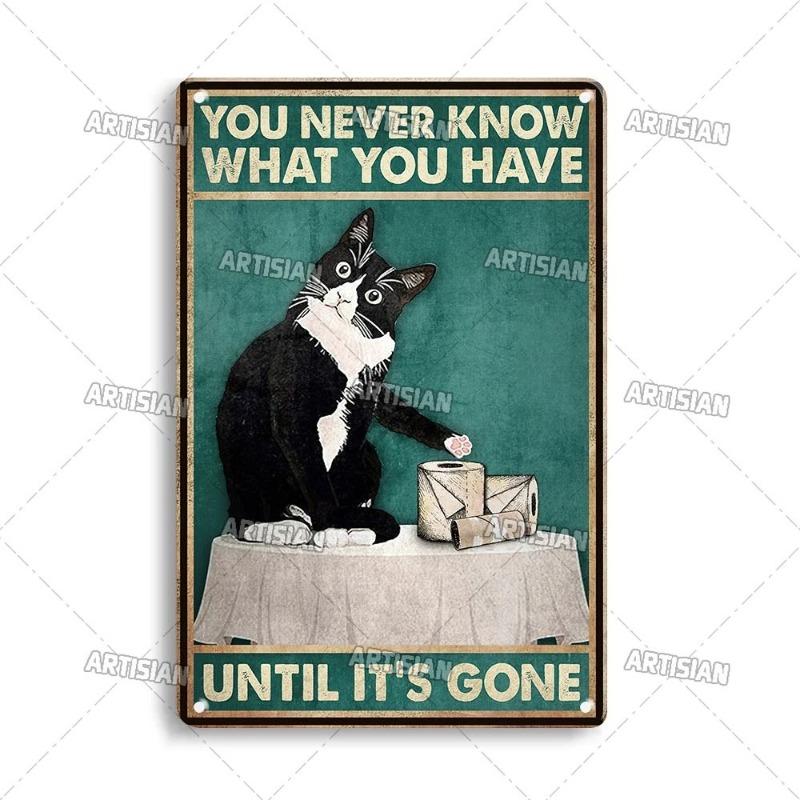 

Funny Cat Retro Poster, Aluminum Metal Wall Decor 20x30cm