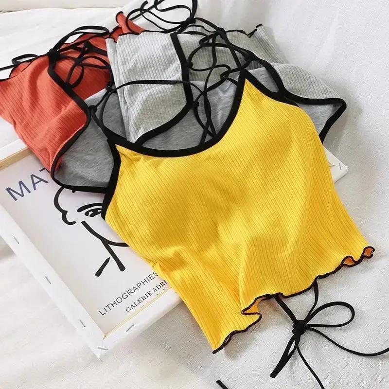 Summer Wild Solid Color Without Rims Gather Anti Emptied Wrapped Chest Inside The Outer Wear Comfortable Harness Ride Vest