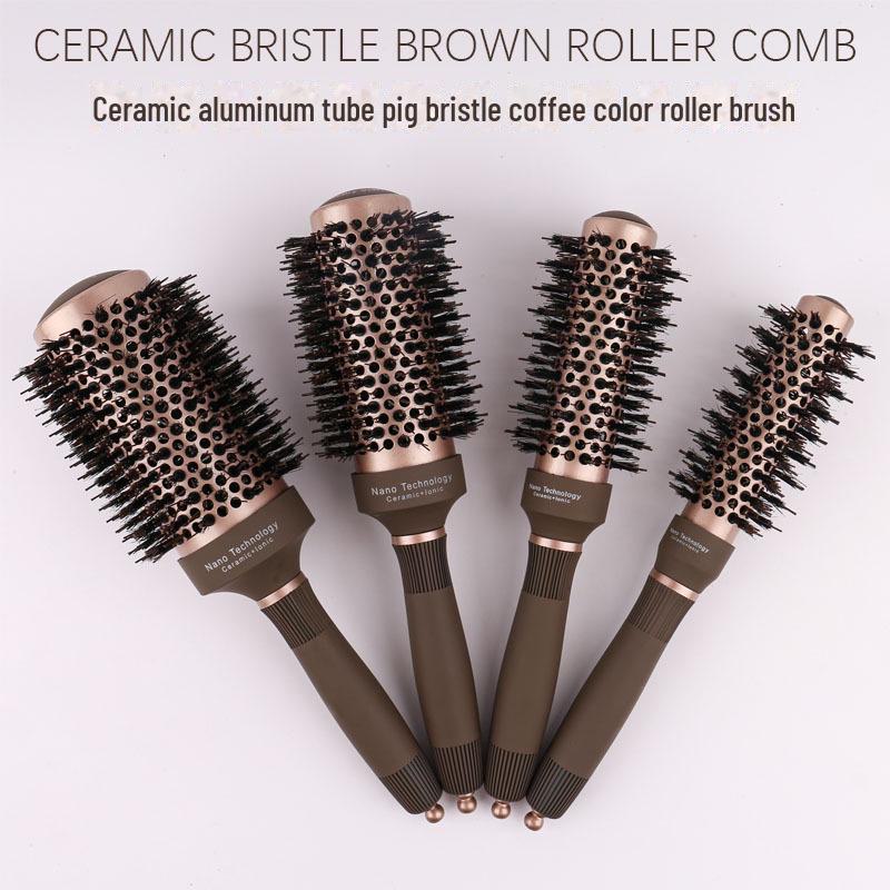 Ceramic Boar Bristle Round Comb with Aluminum Tube