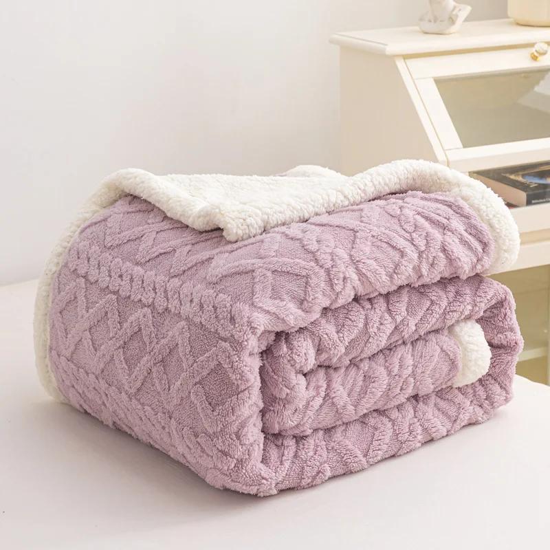 

Jacquard Flannel Wool Nap Sofa Blanket Warm Breathable Sofa Blanket for Office Home Travel Soft Warm Blanket with Heat Retention 70x100cm 1pcs
