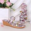 Fashion Fashion Printed Wedge Slippers Women Summer Comfortable Non Slip Beach Slides Woman Lightweight Floral Bohemian Outdoor Sandals