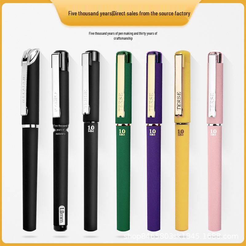 Neutral Frosted Barrel Black Pen 1.0mm - Waterproof, Quick-Drying, Custom Logo.