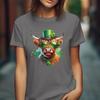 St Patricks Day Highland Cow T Shirt Green Top Hat Aviator Sunglasses Sha