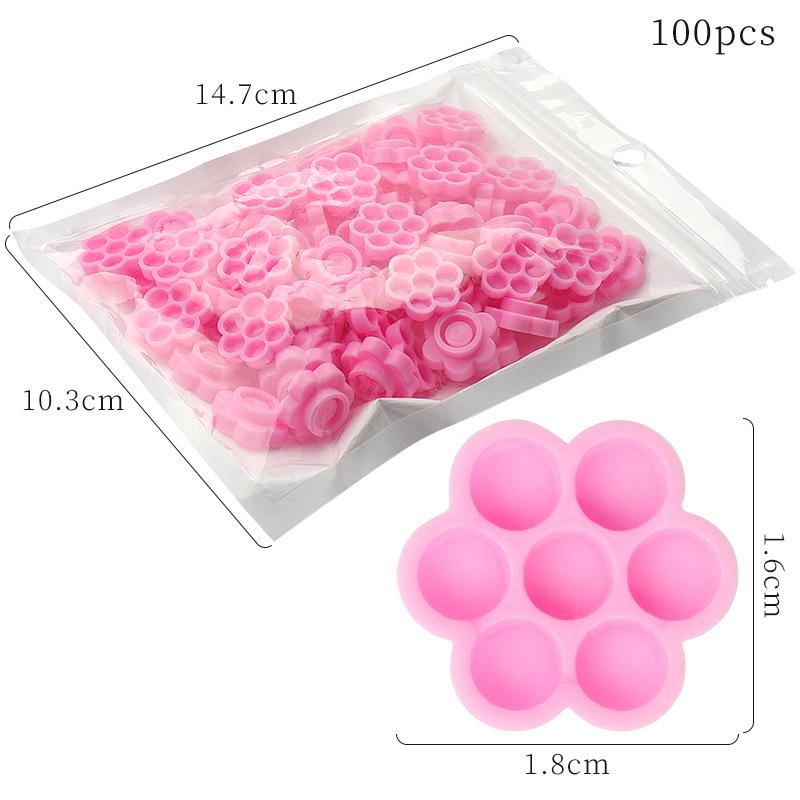 Plum Blossom Eyelash Glue Cup - Time-Delay Adhesive Tool, 100 Pieces, Portable and Convenient.