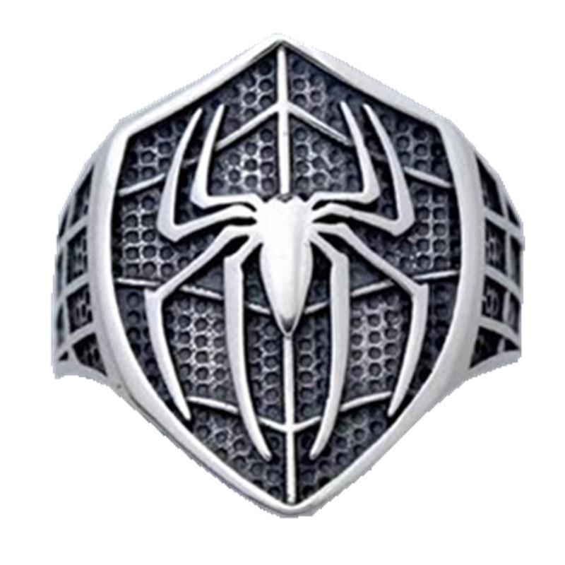 Adjustable Spider-Themed Mens Ring Copper Plated Punk Style Open Band Retro Fashion Accessory