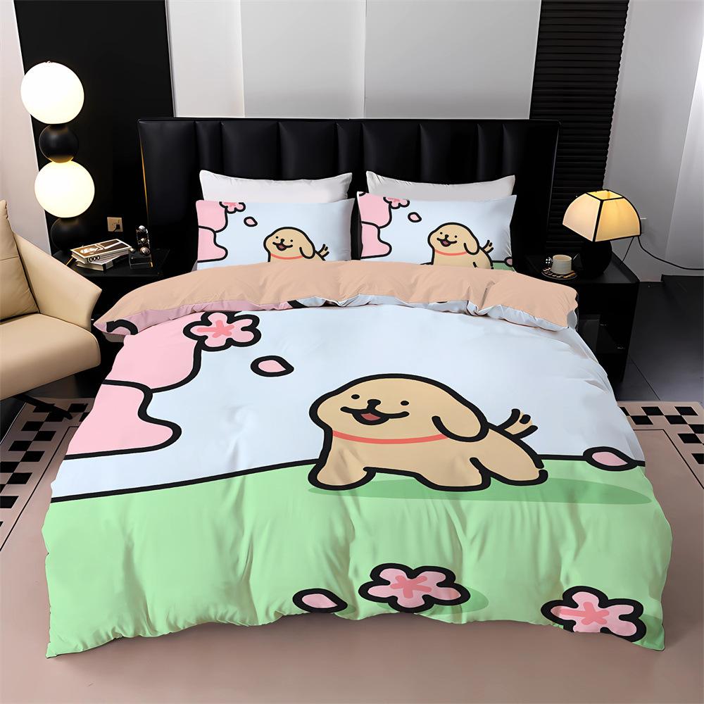 Comforter New Cartoon Puppy Bedding Set 3D Digital Printed Pug Anime Kids Adult Size