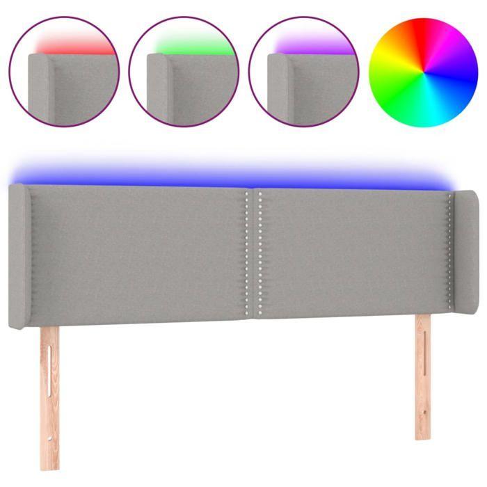 VidaXL Tête de Lit à LED Meuble de Chambre à Coucher Accessoire de Lit Double Tête de Cadre de Lit Intérieur Gris Clair 3123094