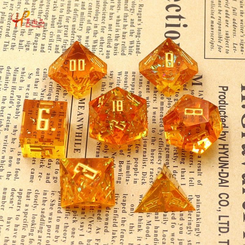 7pcs/SetAnimals Handmade D&d Dnd Dice Set Resin Galaxy Sharp Edge Sex Polyhedral For Dungeons And Dragons Dadi Dados Rol Rainbow