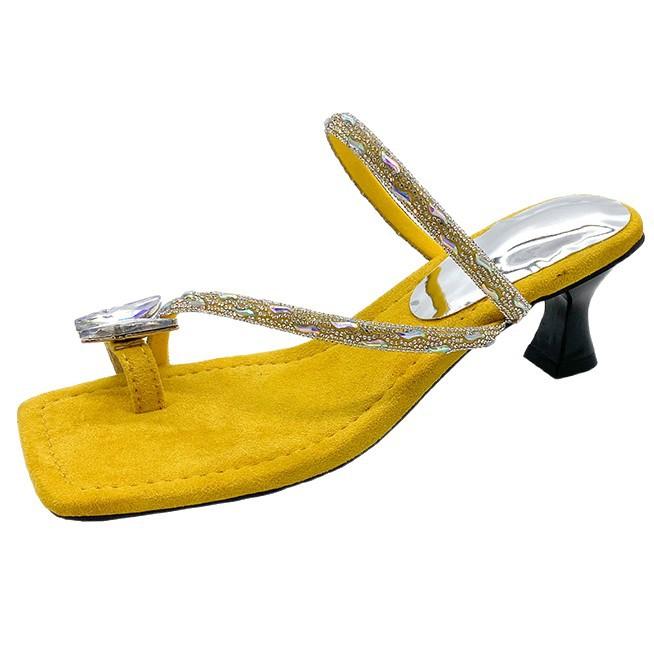 Rhinestone Slippers Women's Summer Wear 2025 New French Beautiful Fairy Style with Skirt High Heel Set Toe Cool Slippers