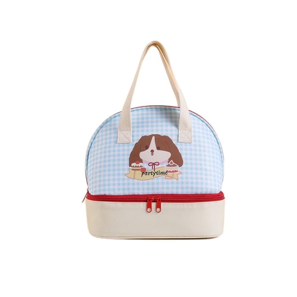

Double-layer Cartoon Lunch Bag Insulated Thermal Insulated Tote Bag for School Picnic Office синий