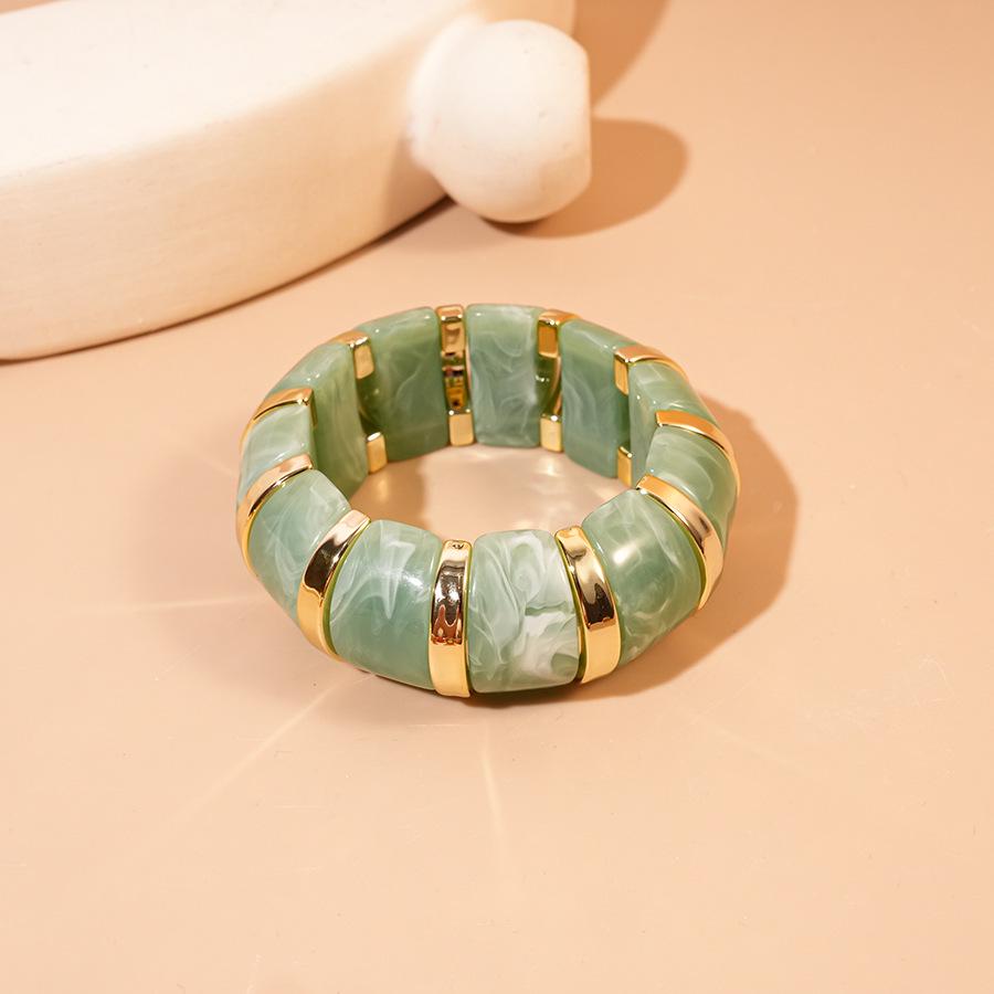 High-End European & Asian Gradient Acrylic Patchwork Bangle - Retro Exaggerated Style Wristband for Women